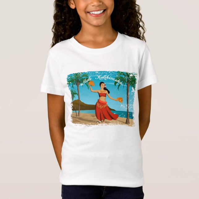 Hawaiische Vintage Mele Kalikimaka Postkarte T-Shirt (Vorderseite)