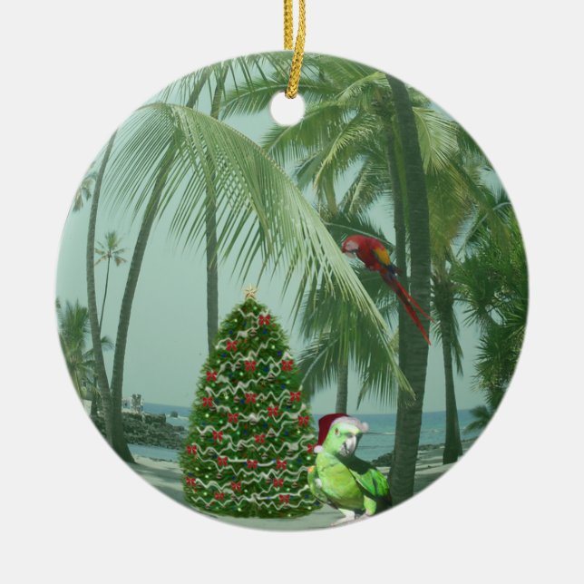 Hawaiische WeihnachtsKeramik-Verzierung Keramik Ornament (Vorne)