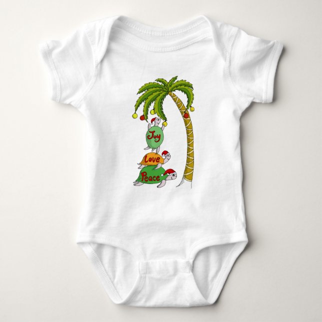 Hawaiische Weihnachtsschildkröte Sankt Baby Strampler (Vorderseite)