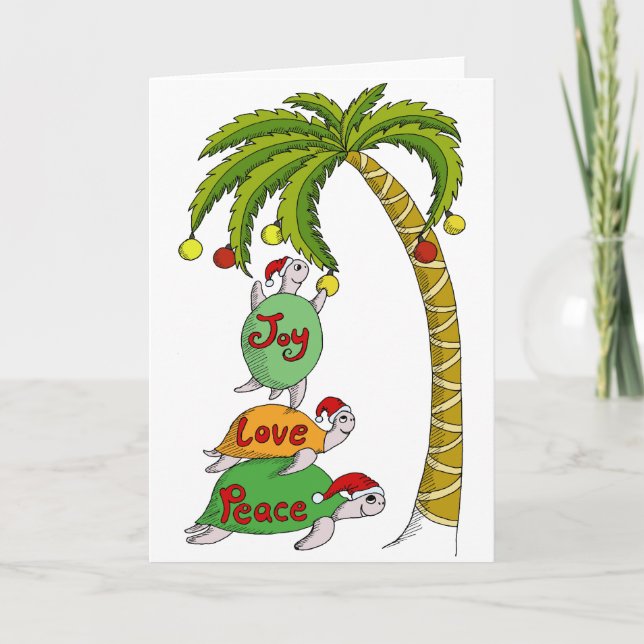 Hawaiische Weihnachtsschildkröten Feiertagskarte (Vorderseite)