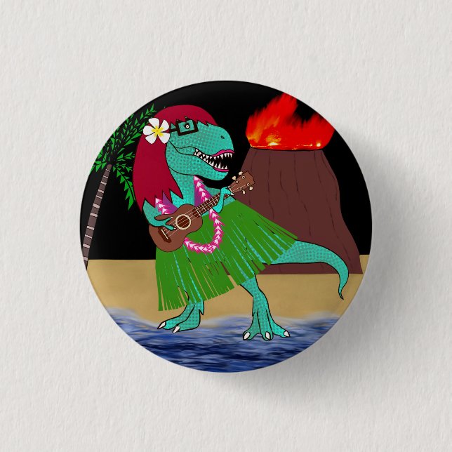 Hawaiischer DinosaurierUkulele Button (Vorderseite)