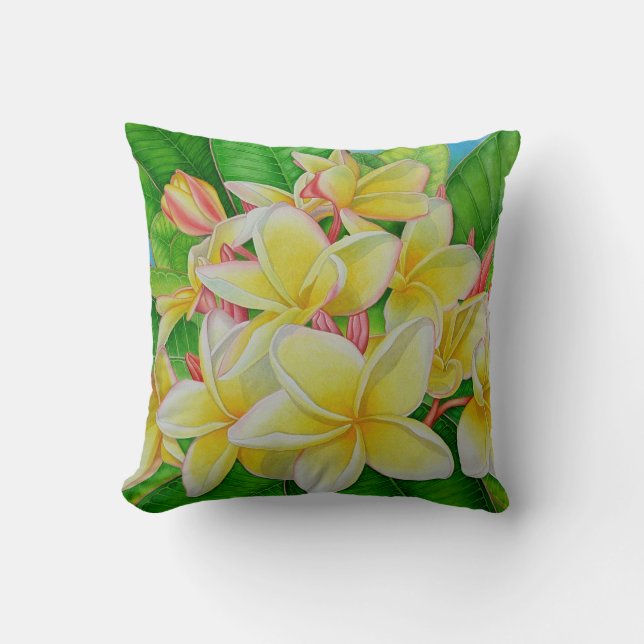 Hawaiischer Frangipani Kissen (Vorderseite)