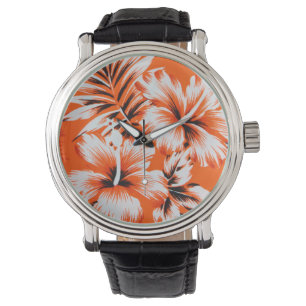 Hawaiischer Hibiskus-Blumen-Hintergrund Armbanduhr