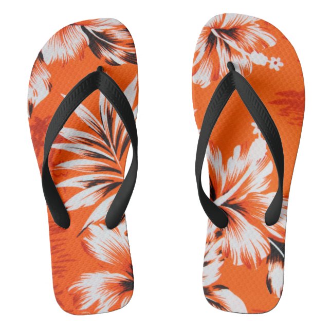 Hawaiischer Hibiskus-Blumen-Hintergrund Flip Flops (Fußbett)