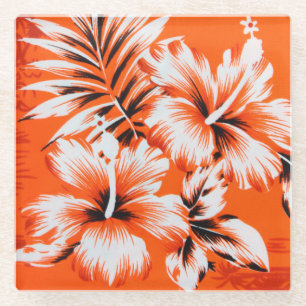 Hawaiischer Hibiskus-Blumen-Hintergrund Glasuntersetzer