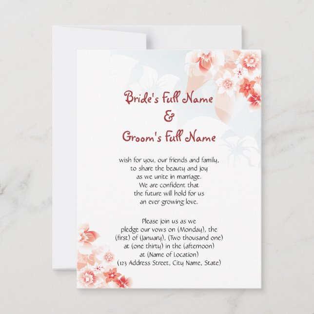 Hawaiischer Hibiskus in der roten Orange Einladung (Vorderseite)