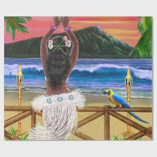 HAWAIISCHER HULA SONNENUNTERGANG GESCHENKPAPIER