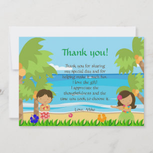 Hawaiischer Luau Kindergeburtstag danken Ihnen zu Dankeskarte