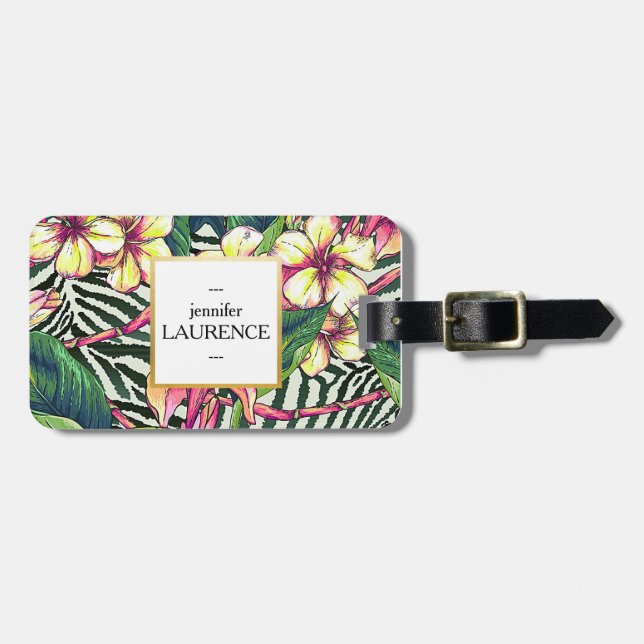 Hawaiischer mutiger Plumeria-helles mit Gepäckanhänger (Vorderseite horizontal)