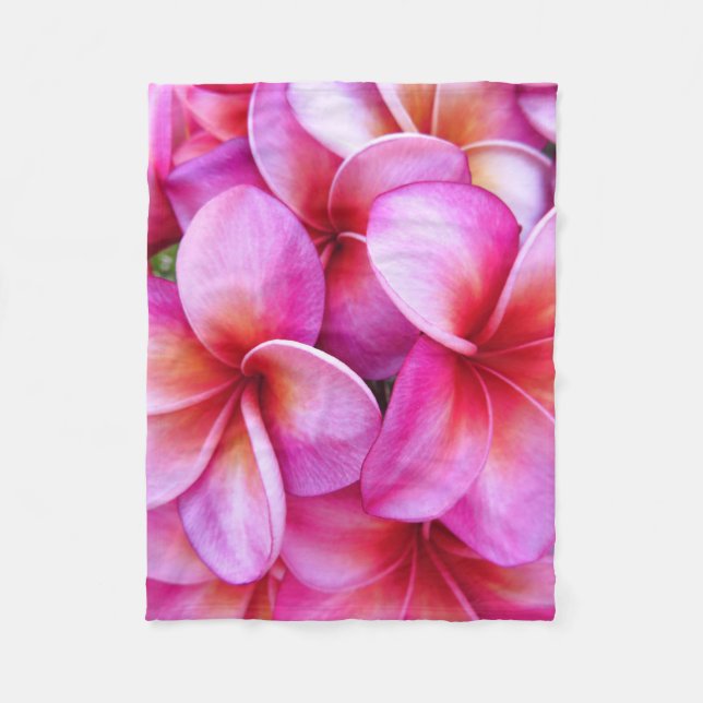 Hawaiischer Plumeria Fleecedecke (Vorderseite)