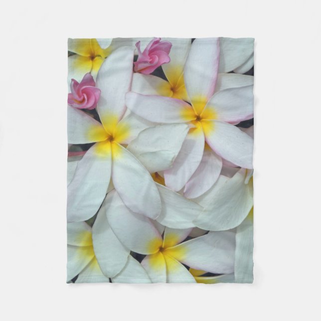 Hawaiischer Plumeria Fleecedecke (Vorderseite)