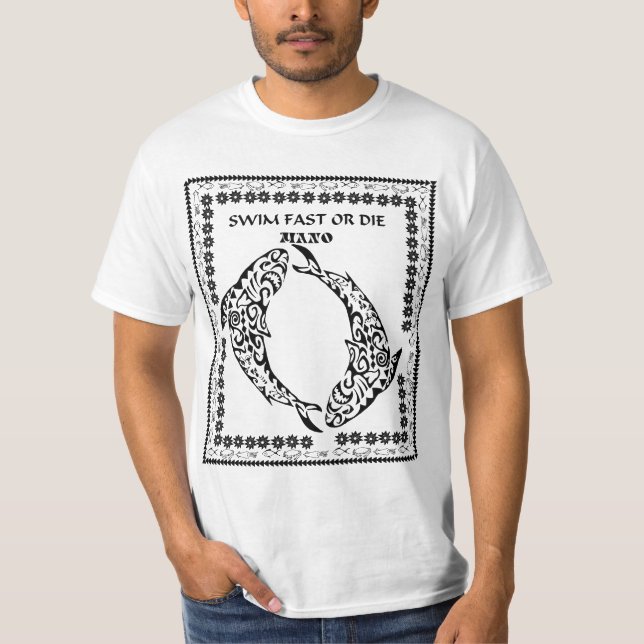 Hawaiischer Stammes- Haifisch-T - Shirt (Vorderseite)