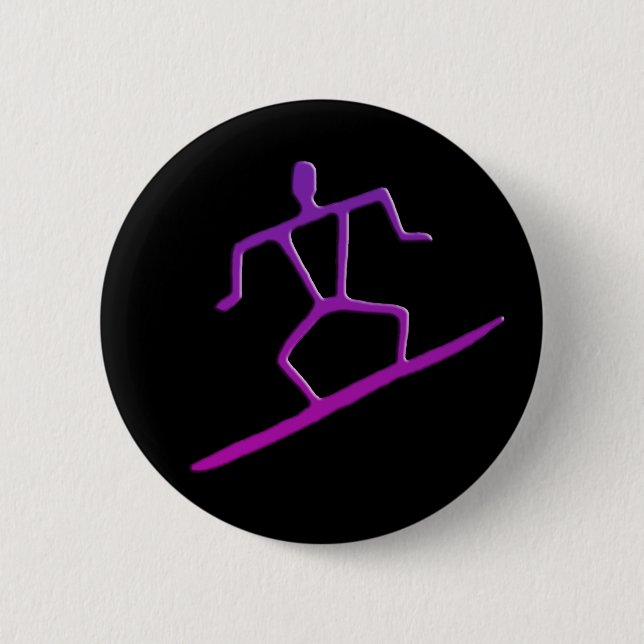 Hawaiischer Surfer-Petroglyphe-Knopf Button (Vorderseite)