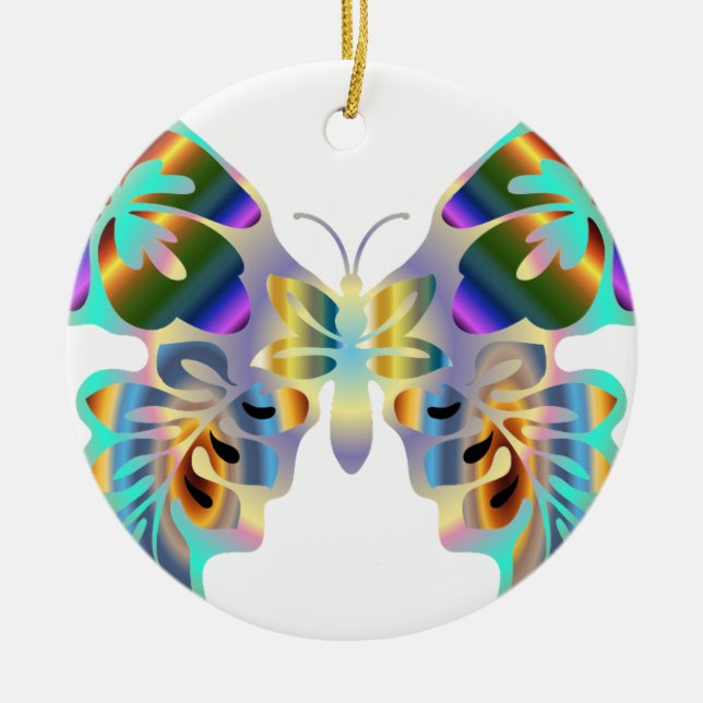 HAWAIISCHER TROPISCHER SCHMETTERLING KERAMIK ORNAMENT (Vorne)