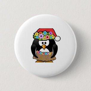 Hawaiischer WeihnachtsPinguin Button