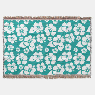 Hawaiisches Hibiskus-Blumen-Muster Decke