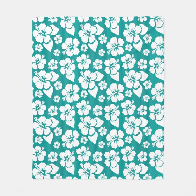 Hawaiisches Hibiskus-Blumen-Muster Fleecedecke (Vorderseite)