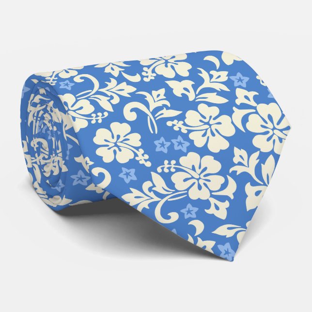 Hawaiisches Hibiskus-doppelseitiges Kapalua Pareau Krawatte (Gerollt)