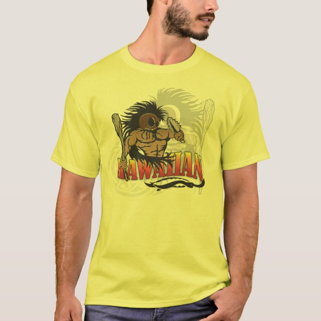 Hawaiisches Krieger-Gelb-Shirt T-Shirt (Vorderseite)