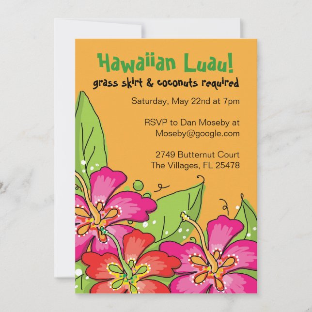 Hawaiisches Luau! Einladungen (Vorderseite)