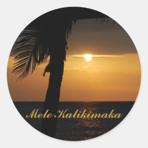 Hawaiisches Mele Kalikimaka Weihnachten Runder Aufkleber