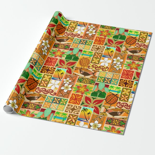 Hawaiisches Motiv 004 Geschenkpapier (Ungerollt)