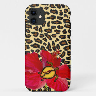 Hawaiisches Oahu Honu und goldener Leopard-Druck Case-Mate iPhone Hülle