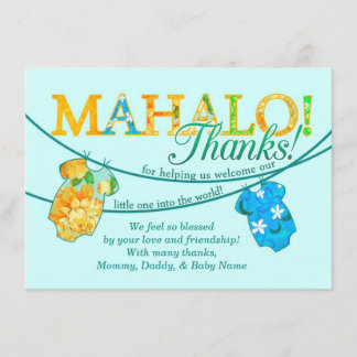 Hawaiisches Shirt Onsie Luau Mahalo danken Ihnen Dankeskarte