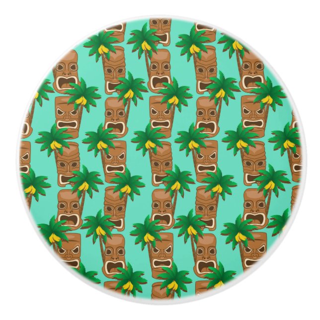 Hawaiisches Tiki Wiederholungs-Muster Keramikknauf (Vorderseite)
