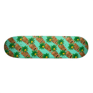 Hawaiisches Tiki Wiederholungs-Muster Skateboard
