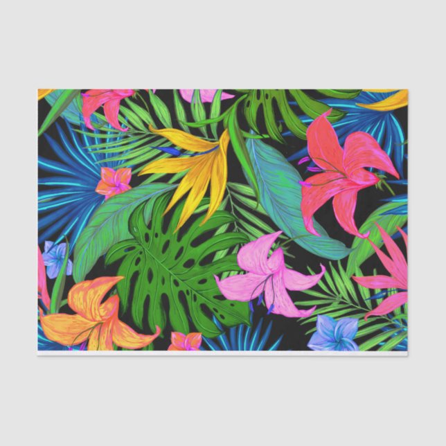 Hawaiisches tropisches Blumen-Muster Seidenpapier (Vorderseite)