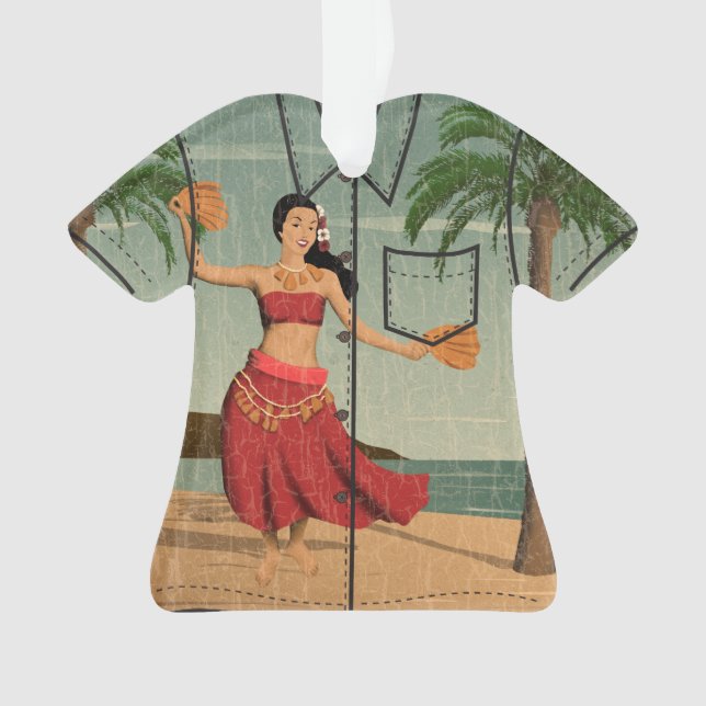 Hawaiisches Vintages Mele Kalikimaka Aloha Shirt Ornament (Vorderseite)