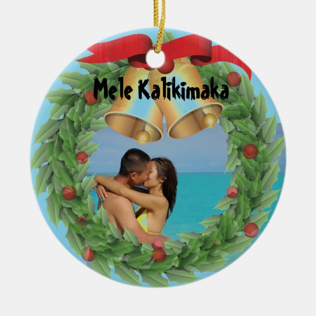 Hawaiisches WeihnachtsFoto Keramik Ornament (Vorne)
