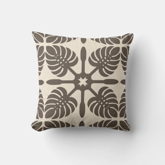 HAWAISCH-QUILT-PILLOW - Monstera Kissen (Vorderseite)