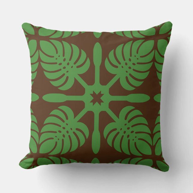 HAWAISCH-QUILT-PILLOW - Monstera Kissen (Vorderseite)