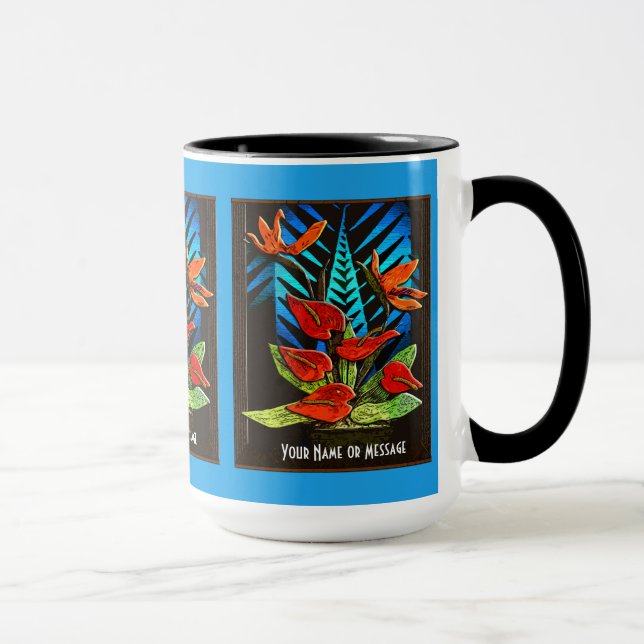 Hawiian Anthuriums (personalisierte Umarmung) Tasse (Rechts)