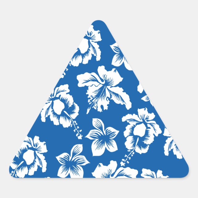 Hawiian Blue Blume Pattern Dreieckiger Aufkleber (Vorderseite)
