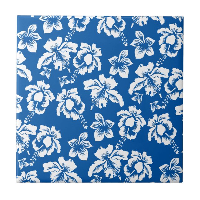 Hawiian Blue Blume Pattern Fliese (Vorderseite)