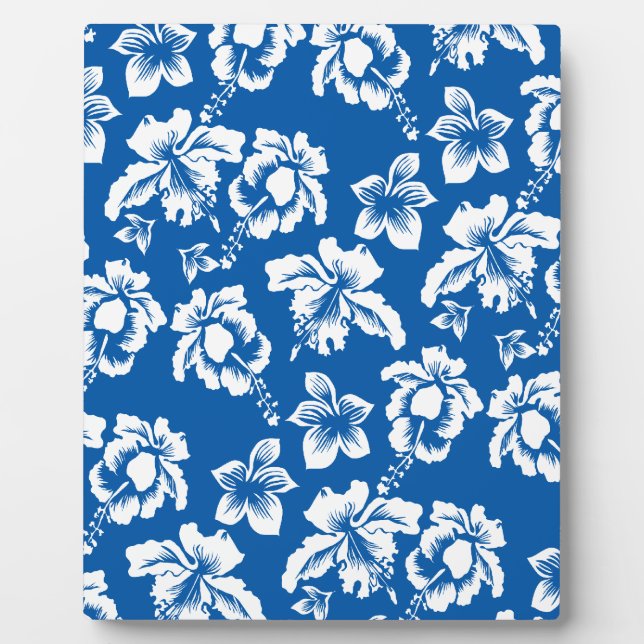 Hawiian Blue Blume Pattern Fotoplatte (Vorderseite)