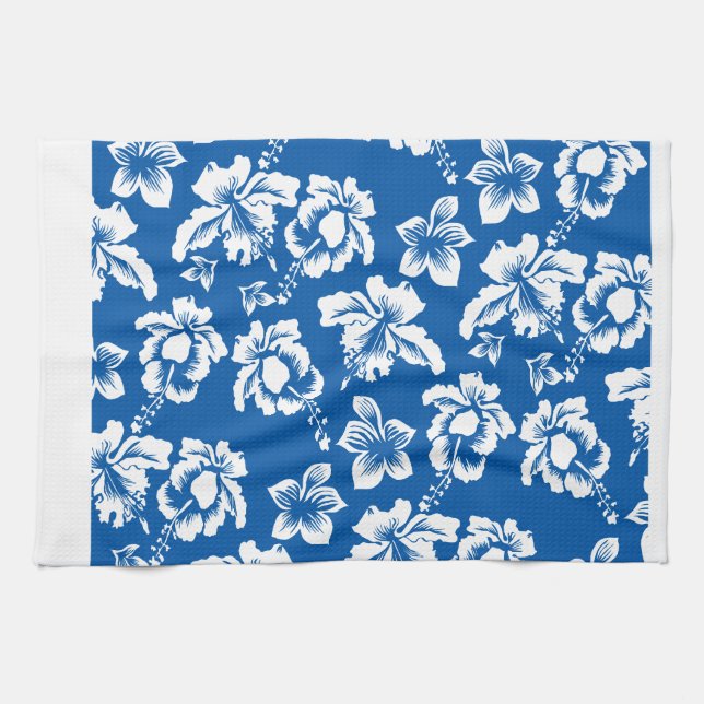Hawiian Blue Blume Pattern Geschirrtuch (Horizontal)