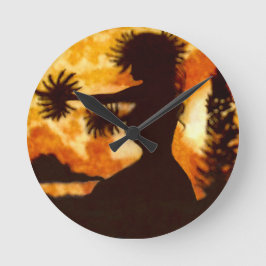 Hawiian Hula Dancer Runde Wanduhr