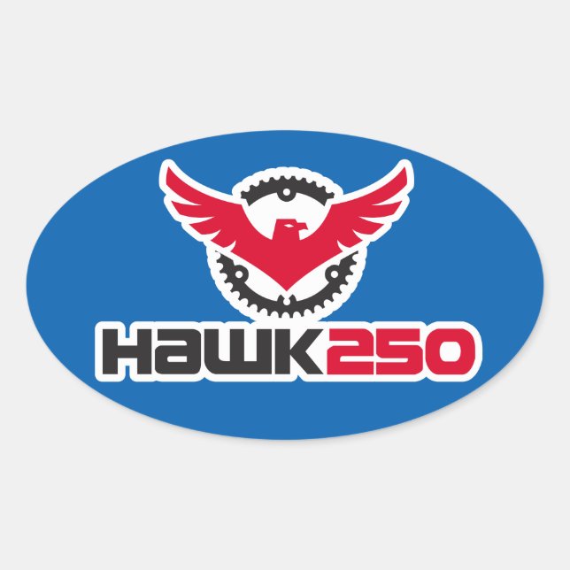 Hawk 250 Logo Oval-Aufkleber mit blauem Hintergrun Ovaler Aufkleber (Vorderseite)