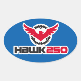 Hawk 250 Logo Oval-Aufkleber mit blauem Hintergrun Ovaler Aufkleber