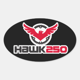 Hawk 250 Logo Oval-Aufkleber mit schwarzem Hinterg Ovaler Aufkleber
