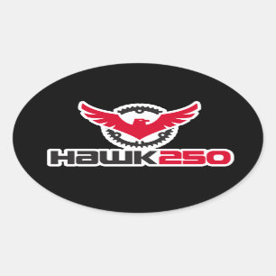 Hawk 250 Logo Oval-Aufkleber mit schwarzem Hinterg Ovaler Aufkleber
