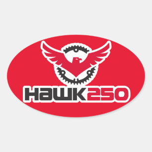 Hawk 250 Logo Roter Hintergrund Oval Aufkleber
