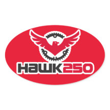 Hawk 250 Logo Roter Hintergrund Oval Aufkleber