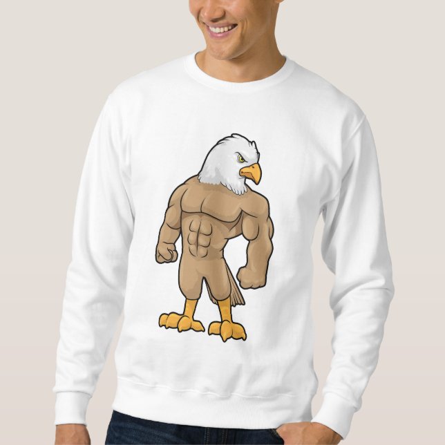 Hawk als Bodybuilder mit Six Pack Sweatshirt (Vorderseite)