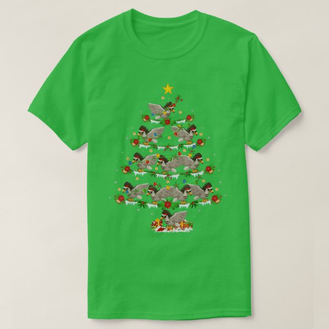 Hawk Bird Lover Xmas Lights Hawk Weihnachtsbaum T-Shirt (Design vorne)