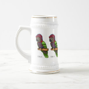 Hawk-Kopfpapageien-Vogel-Cartoon-Illustration Bierglas
